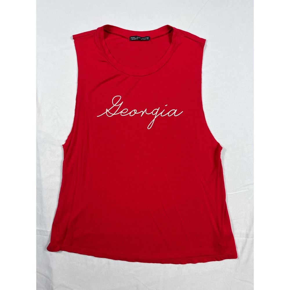 Rock Rose Couture Womens Georgia Graphic Muscle Tank Top Red Sleeveless Medium